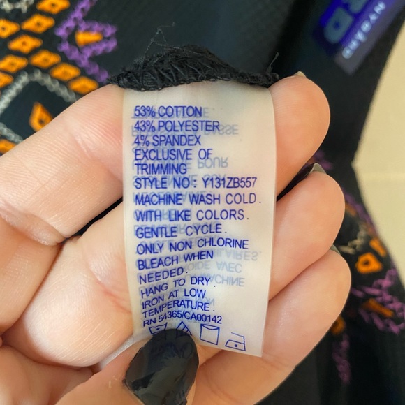 Peter Nygard Black Sleeveless Stretch Dress with Orange Purple Design NWT - Picture 10 of 11